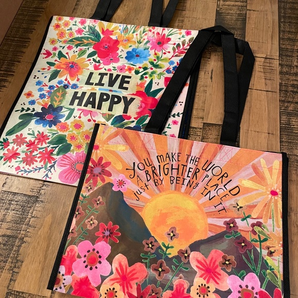 NATURAL LIFE Handbags - “Live Happy” Reusable Bags| set of 2